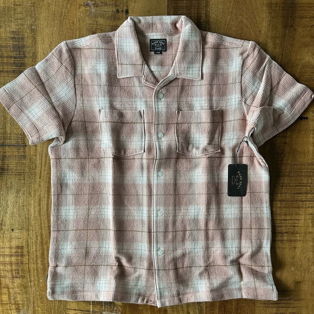 Dark Seas Division Pink and White Casual Button Down Shirt